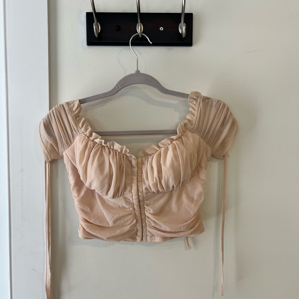 Elegant Cream Ruched Women's Top